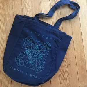 Cut copy lights and music blue totebag